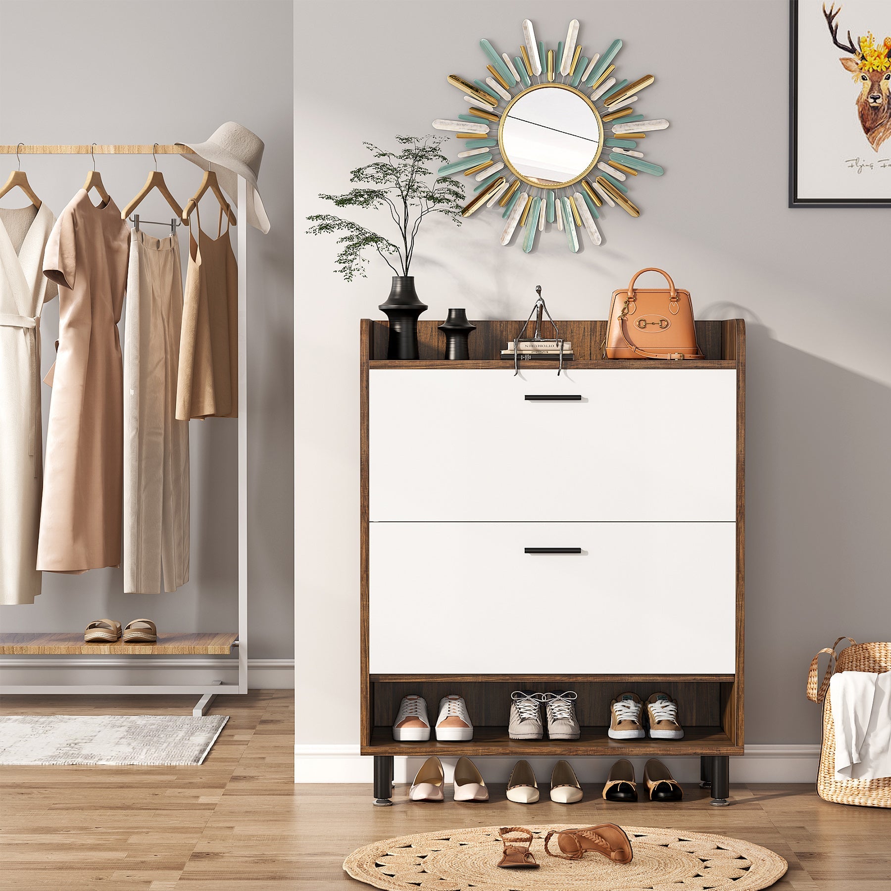 Tribesigns Shoe Storage Cabinet, 3-Tier Shoe Organizer Rack Tribesigns